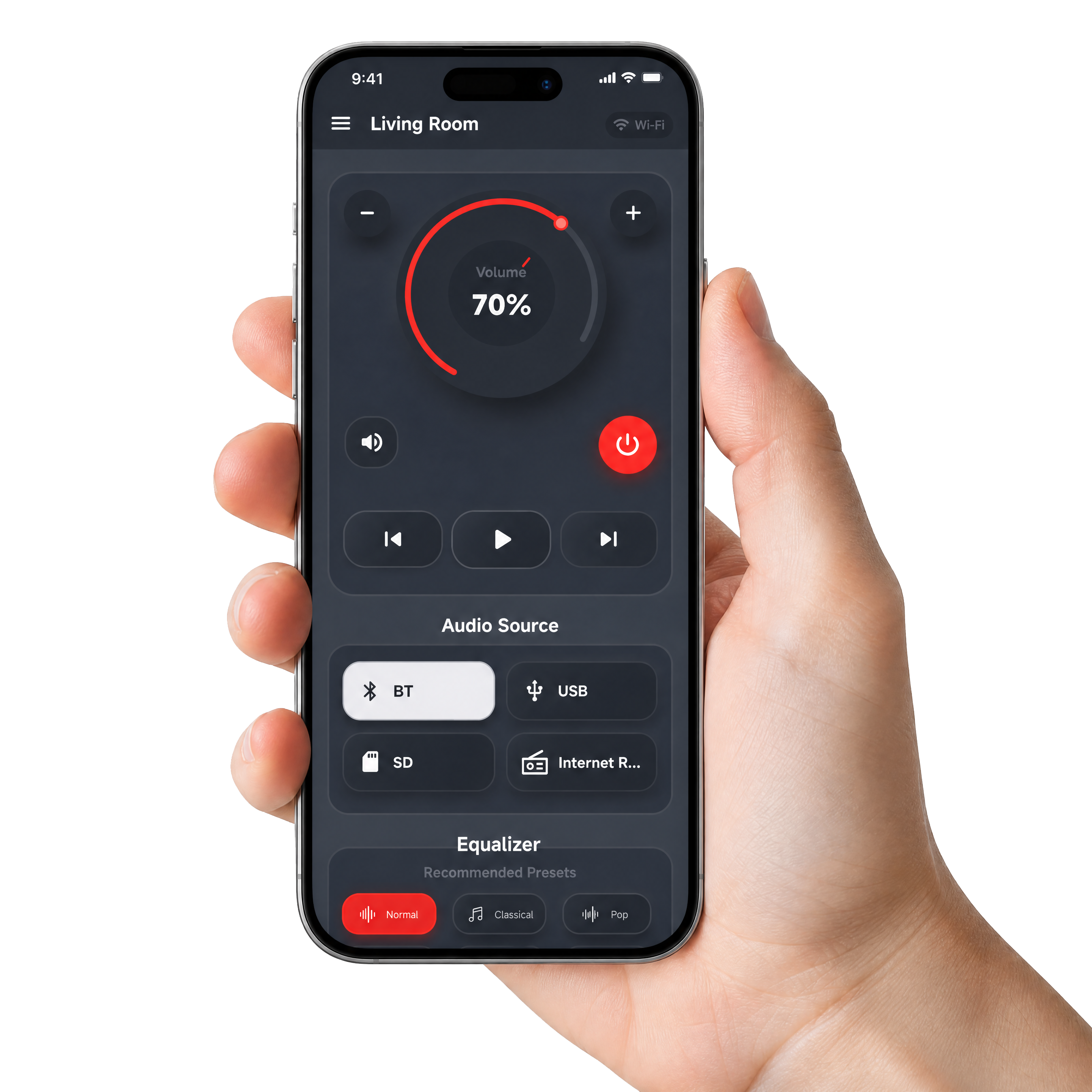 Qaissar app on iPhone held in hand
