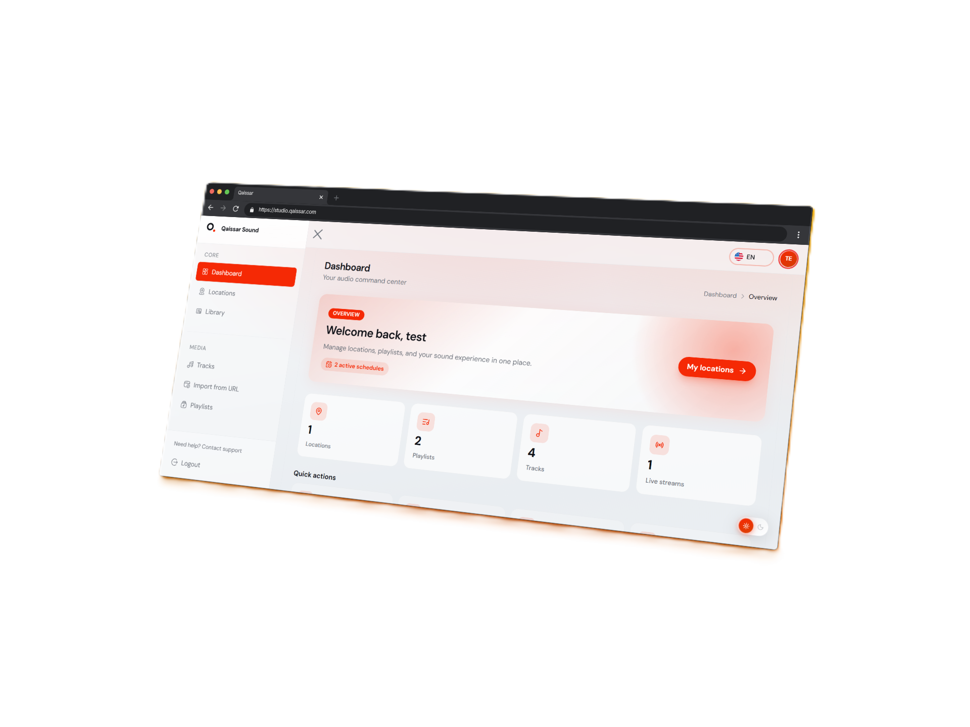 Qaissar Studio dashboard